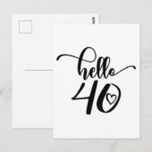 Carte Postale 40e anniversaire femmes Bonjour 40 mignonne 40 ans (Devant / Derrière)