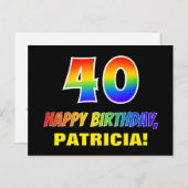 Carte Postale 40e anniversaire : Gras, Amusant, Simple, Arc-en-c (Devant / Derrière)