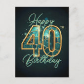 Carte Postale 40e Anniversaire Incroyable Turquoise et Or Bijoux (Devant)