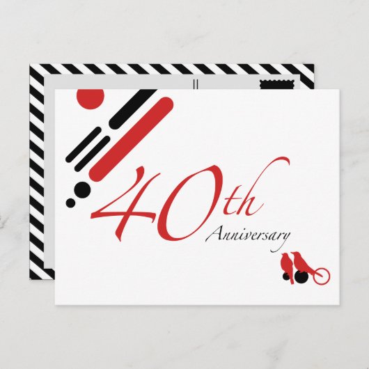 Carte Postale 40e anniversaire (oiseaux mod) (Devant / Derrière)