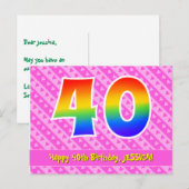 Carte Postale 40e anniversaire : Rayures roses et cœurs, Arc-en- (Devant / Derrière)