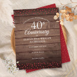 Carte Postale 40e anniversaire Sauvez la date Ruby Hearts Rustic<br><div class="desc">Doté d'un délicat coeur d'amour rubis confetti sur arrière - plan de bois rustique. Personnalisez avec votre spécial quarante ans de ruby anniversaire enregistrer les informations de date dans des lettres chic. Conçu par Thisisnotme©</div>