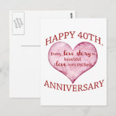 Carte Postale 40ème. Anniversaire (Devant / Derrière)