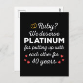 Carte Postale 40ème anniversaire du Mariage I - Ruby Funny Coupl (Devant / Derrière)