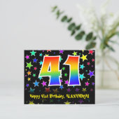 Carte Postale 41e anniversaire : Fun Stars Motif, Rainbow 41, No (Debout devant)