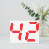 Carte Postale 42 quarante-deux réveil rouge numéro numérique (Debout devant)
