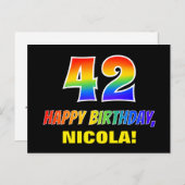 Carte Postale 42e anniversaire : Bold, amusant, simple, arc-en-c (Devant / Derrière)