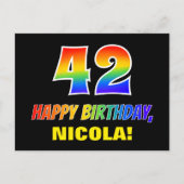 Carte Postale 42e anniversaire : Bold, amusant, simple, arc-en-c (Devant)