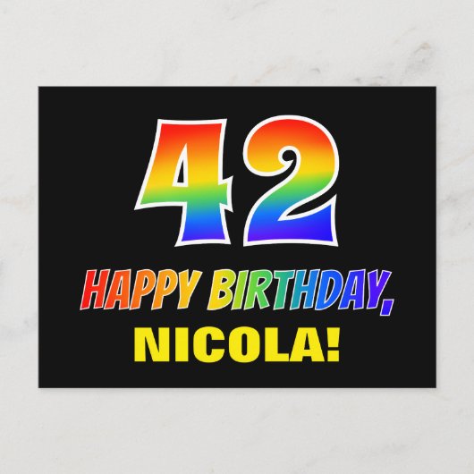 Carte Postale 42e anniversaire : Bold, amusant, simple, arc-en-c (Devant)