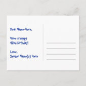 Carte Postale 42e Anniversaire: Rayures roses & coeurs, Arc-en-c (Dos)