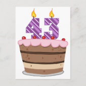 Carte Postale 43 ans sur le gâteau d'anniversaire (Devant)