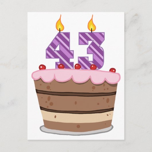 Carte Postale 43 ans sur le gâteau d'anniversaire (Devant)
