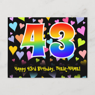 Carte Postale 43e anniversaire : Motif des coeurs amusants, Rain
