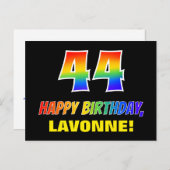 Carte Postale 44e anniversaire : Bold, amusant, simple, arc-en-c (Devant / Derrière)