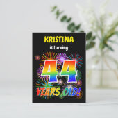 Carte Postale 44e anniversaire - Fun Fireworks, Rainbow Look "44 (Debout devant)