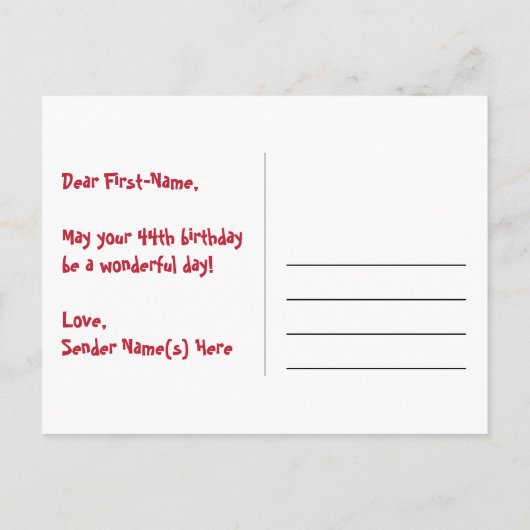 Carte Postale 44e anniversaire : Fun Hearts Motif, Arc-en-ciel 4 (Dos)