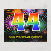 Carte Postale 44e Anniversaire - Motif de feux d'artifice amusan (Devant)