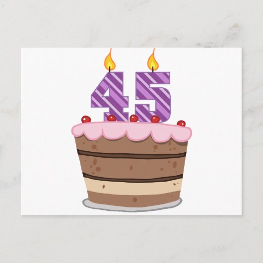 Carte Postale 45 ans sur le gâteau d'anniversaire (Devant)