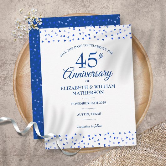 Carte Postale 45e 65e Anniversaire de Mariage Coeurs Save the Da