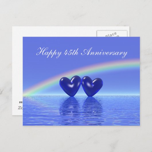 Carte Postale 45e Anniversaire Cœurs de Saphir (Devant / Derrière)