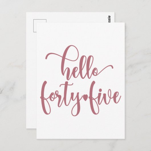 Carte Postale 45e anniversaire Femmes Bonjour 45 Mignon 45 Ans (Devant / Derrière)