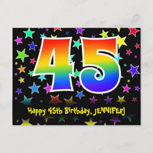 Carte Postale 45e anniversaire : Fun Stars Motif, Arc-en-ciel 45