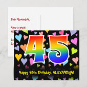 Carte Postale 45e anniversaire : motif coeurs amusants, 45 arc-e (Devant / Derrière)