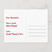 Carte Postale 45e anniversaire : motif coeurs amusants, 45 arc-e (Dos)