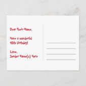 Carte Postale 45e Anniversaire – Motif de feux d'artifice amusan (Dos)