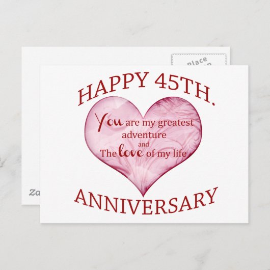 Carte Postale 45ème. Anniversaire (Devant / Derrière)