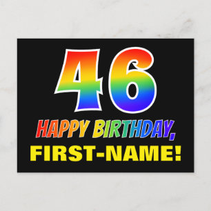 Carte Postale 46e anniversaire : Bold, amusant, simple, arc-en-c