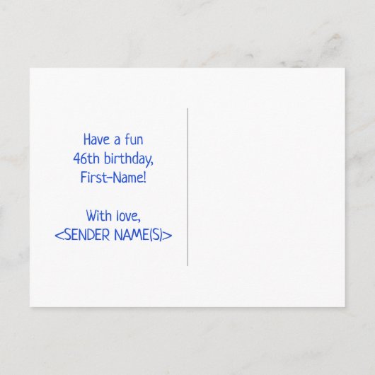 Carte Postale 46e anniversaire : Bold, amusant, simple, arc-en-c (Dos)