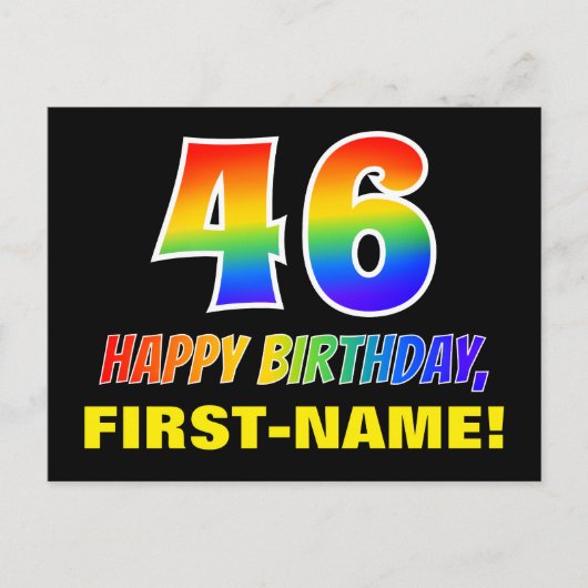 Carte Postale 46e anniversaire : Bold, amusant, simple, arc-en-c (Devant)