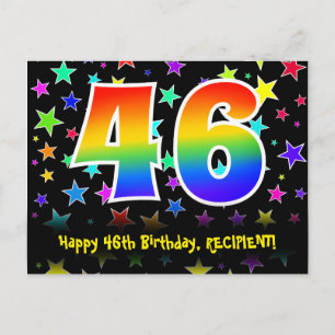 Carte Postale 46e anniversaire : Fun Stars Motif, Arc-en-ciel 46