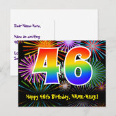 Carte Postale 46e Anniversaire – Motif de feux d'artifice amusan (Devant / Derrière)