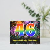Carte Postale 46e Anniversaire – Motif de feux d'artifice amusan (Debout devant)