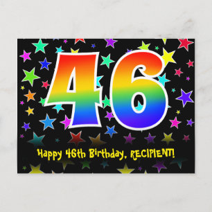 Carte Postale 46e Anniversaire : Motif Étoiles Amusantes, Arc-en