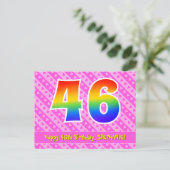 Carte Postale 46e anniversaire : Pink Stripes & Hearts, Arc en c (Debout devant)