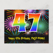 Carte Postale 47e anniversaire - Fun Motif feux d'artifice + Arc (Devant)