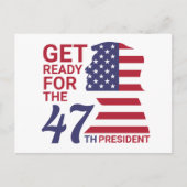 Carte Postale 47e Président, Drapeau américain de Trump (Devant)