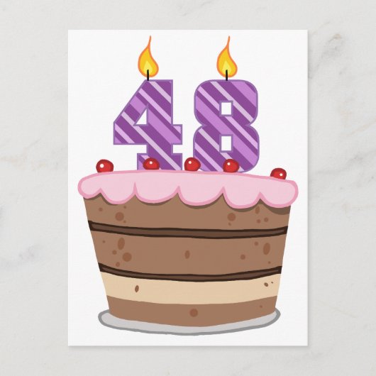Carte Postale 48 ans sur le gâteau d'anniversaire (Devant)