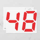 Carte Postale 48 quatre-vingt-huit réveil rouge numéro numérique (Devant / Derrière)