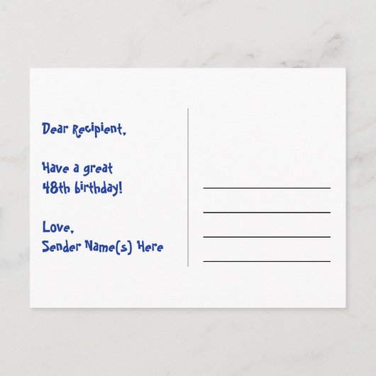 Carte Postale 48e Anniversaire : Bandes roses & Cœurs, Arc-en-ci (Dos)