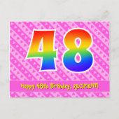 Carte Postale 48e Anniversaire : Bandes roses & Cœurs, Arc-en-ci (Devant)