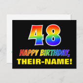 Carte Postale 48e anniversaire : Bold, amusant, simple, arc-en-c (Devant / Derrière)