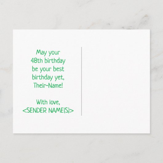 Carte Postale 48e anniversaire : Bold, amusant, simple, arc-en-c (Dos)