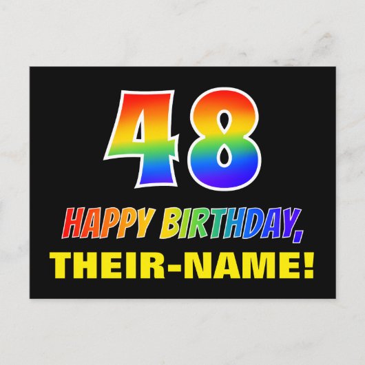 Carte Postale 48e anniversaire : Bold, amusant, simple, arc-en-c (Devant)
