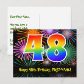 Carte Postale 48e Anniversaire – Motif de feux d'artifice amusan (Devant / Derrière)