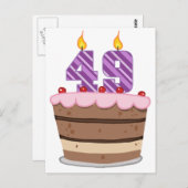 Carte Postale 49 ans sur le gâteau d'anniversaire (Devant / Derrière)