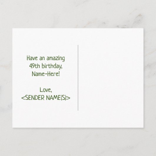 Carte Postale 49e anniversaire : Bold, amusant, simple, arc-en-c (Dos)